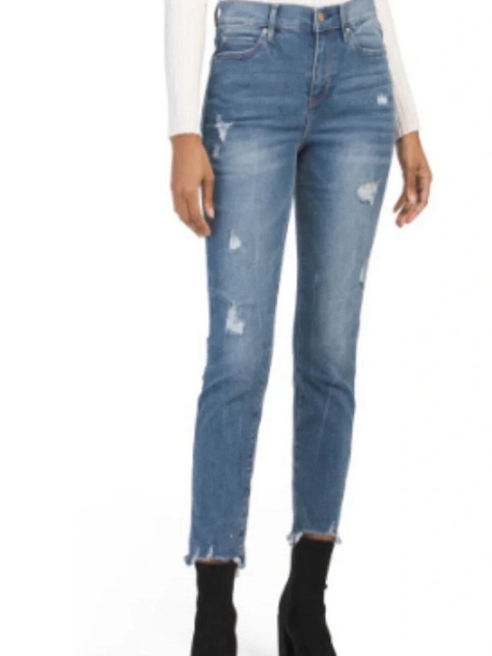 Nicole Miller Soho High Rise Ankle Slim Distressed Jeans Size 10 Excellent